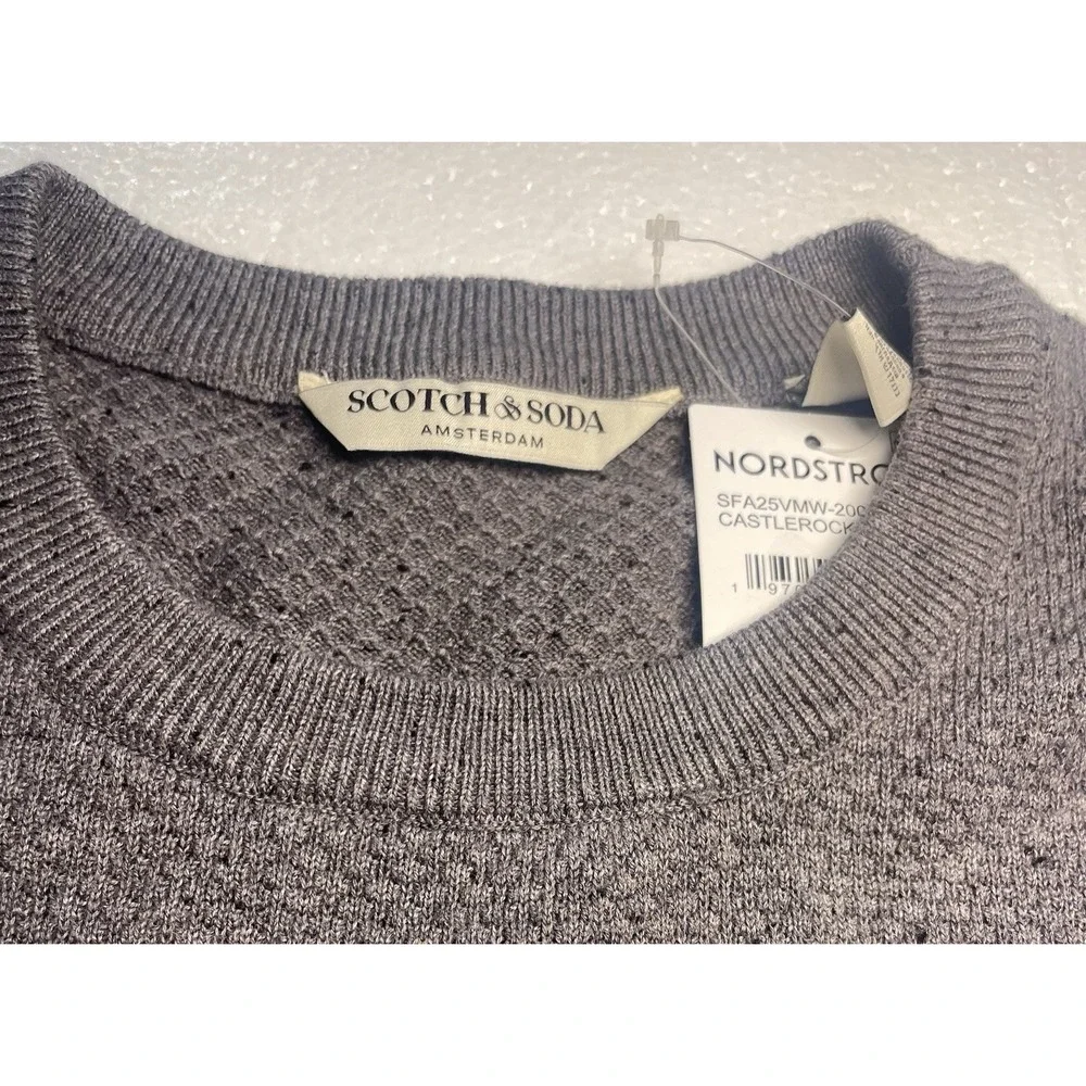 NEW Men's SCOTCH & SODA Gray Textured Stitch Crew neck Sweater Size SMALL